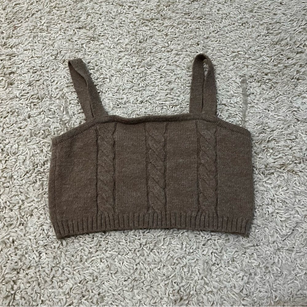 Full tilt Brown knit crop top size small